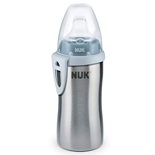 NUK Active Cup tazza per bambini | 12+ mesi | Beccuccio morbido a prova di perdite | in acciaio inossidabile | Clip e cappuccio protettivo | Senza BPA | 300 ml | Blu