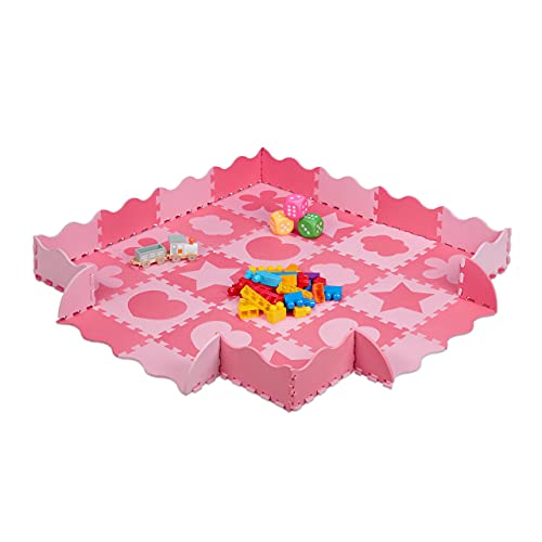 Relaxdays Tappeto Puzzle in 52 parti, in Gommapiuma EVA, Privo di Sostanze Nocive, 1,4 m² circa, con Motivo, Pink/Rosa, Colore, 10037478_113