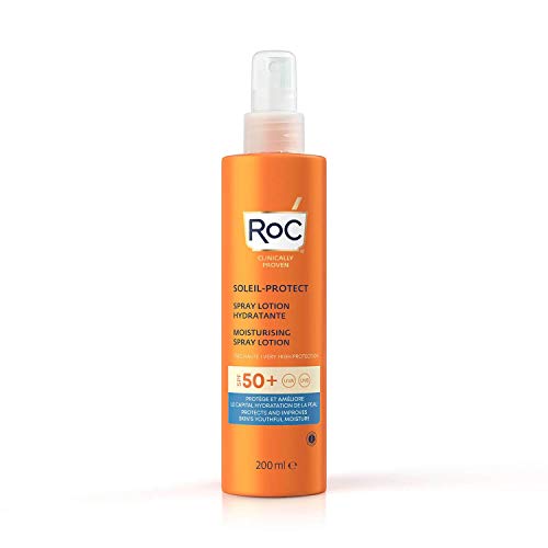 RoC - Lozione Spray Idratante Soleil-Protect SPF 50 - Crema Solare non Grassa - Alta Protezione - Resistente all'Acqua - 200 ml